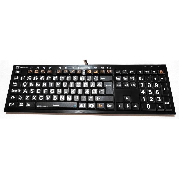 Windows tilg�ngeligheds-tastatur, hvid p� sort