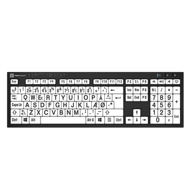Braille-tastatur med synlig tekst