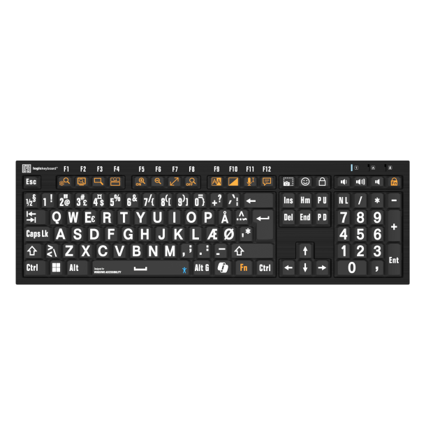 Windows tilg�ngeligheds-tastatur, hvid p� sort