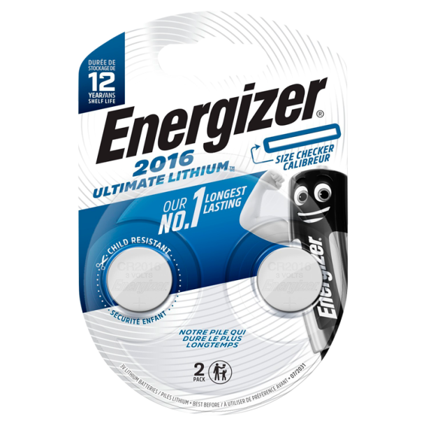 Energizer 3,0V - CR2016 Knapcelle batteri 2 stk 